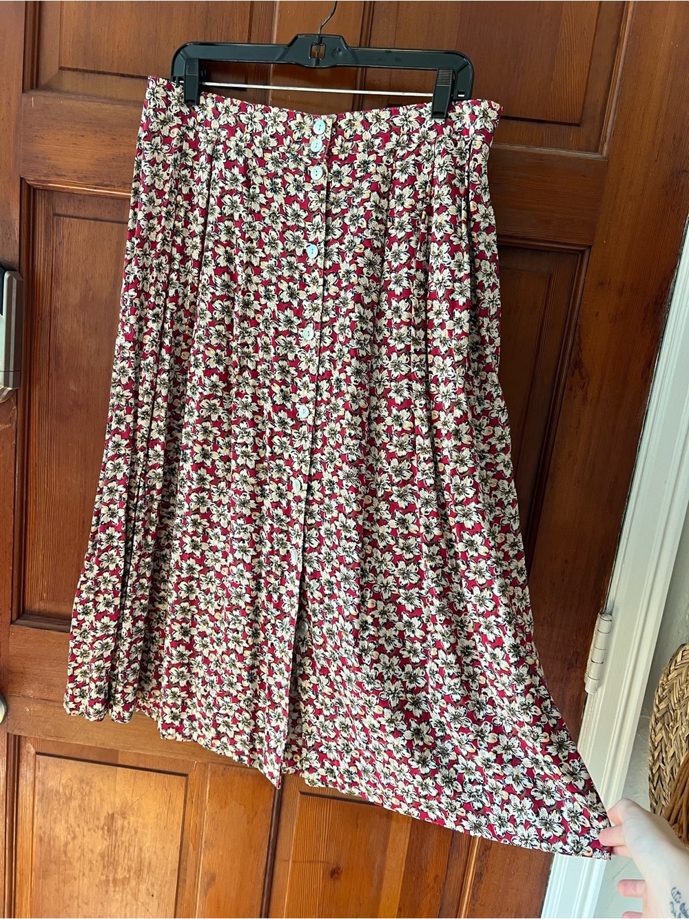 Attitudes Vintage Floral Midi Skirt Women’s 18W Pink Button Front Cottagecore